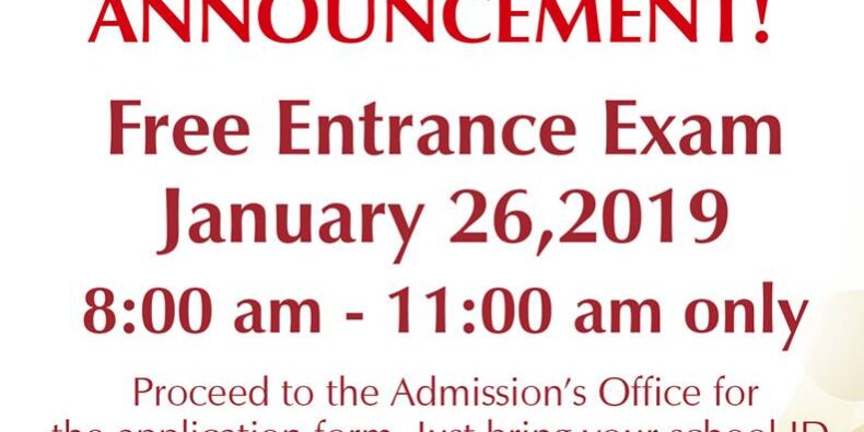 FREE ENTRANCE EXAM January 26, 2019