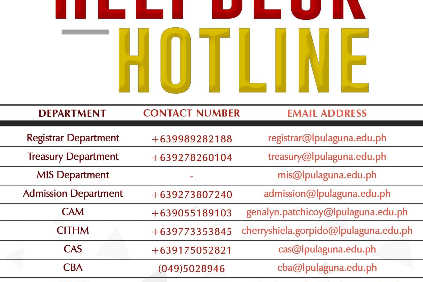 help desk hotlines